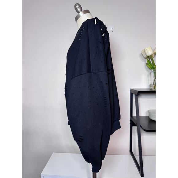 June 6th Distressed Black Oversized Pullover Sweatshirt Size M USED - Picture 4 of 7